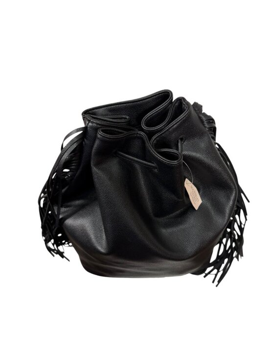 Victoria\'s Secret Black Fringe Backpack Purse NWT Drawstring main image 11